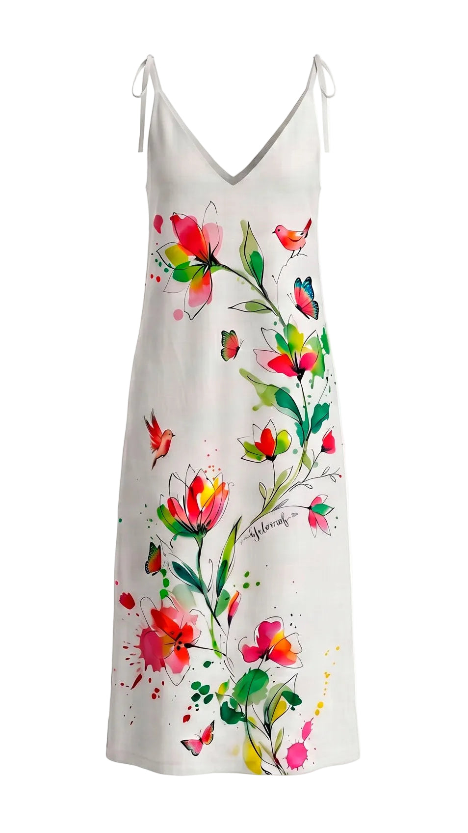 Summer Linen Maxi Dress Vita Floral