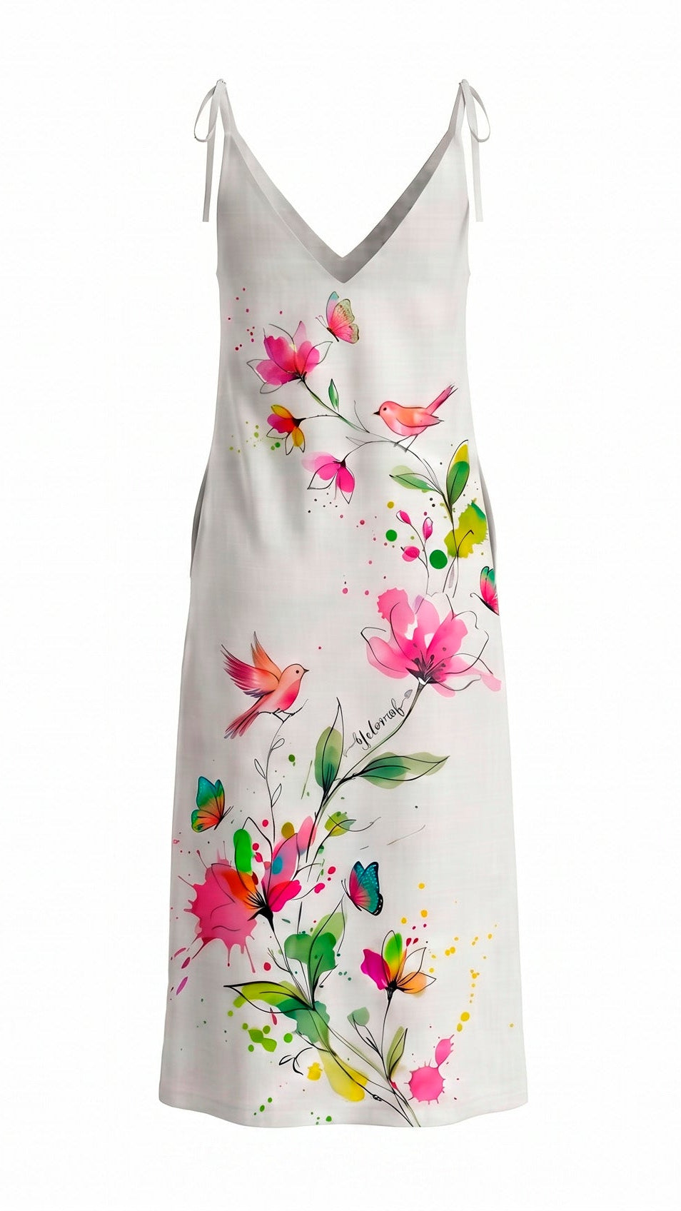 Summer Linen Maxi Dress Vita Floral