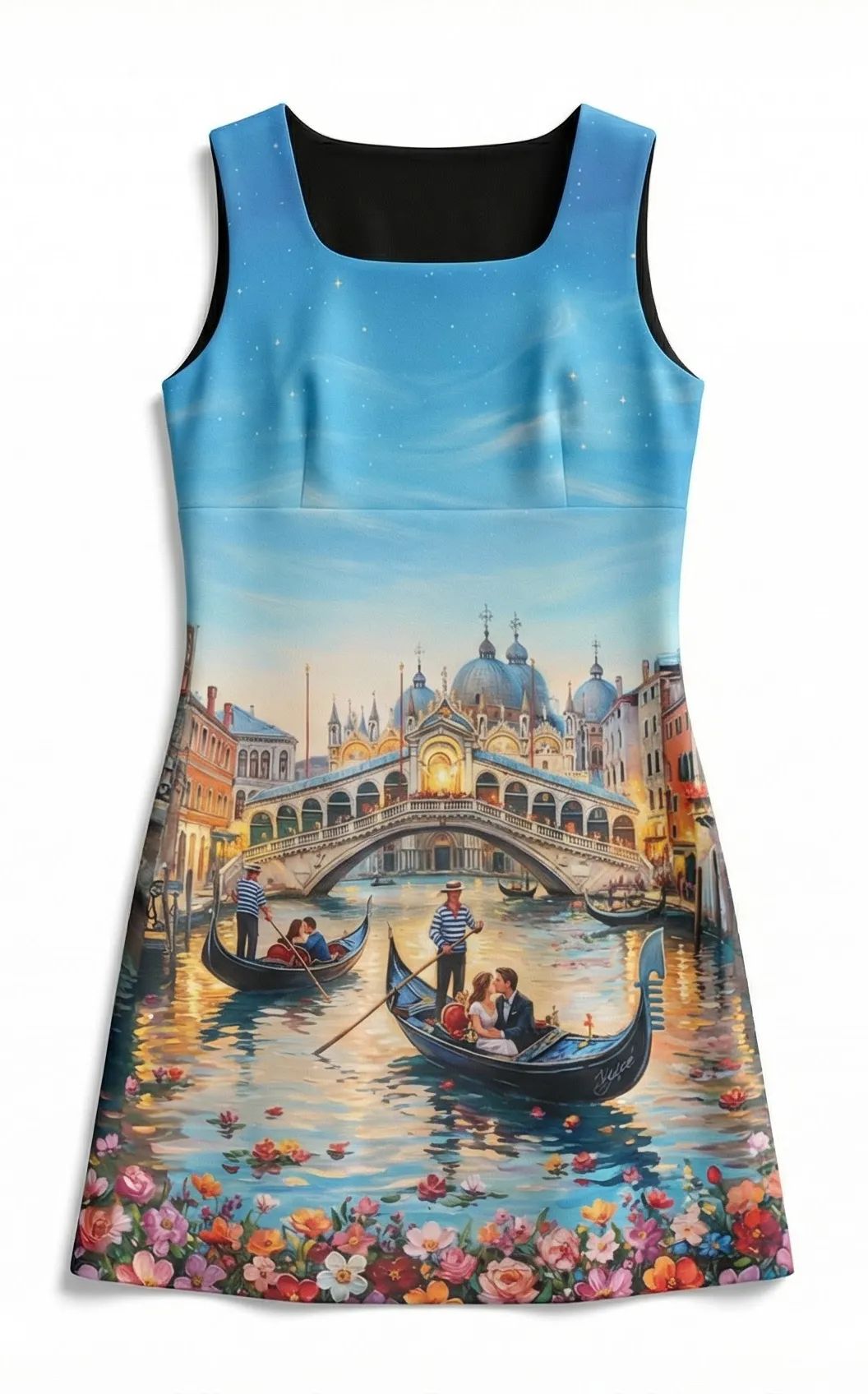 Sleeveless Dress with Artistic Painting
