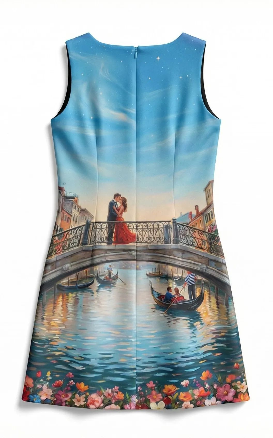 Sleeveless Dress with Artistic Painting