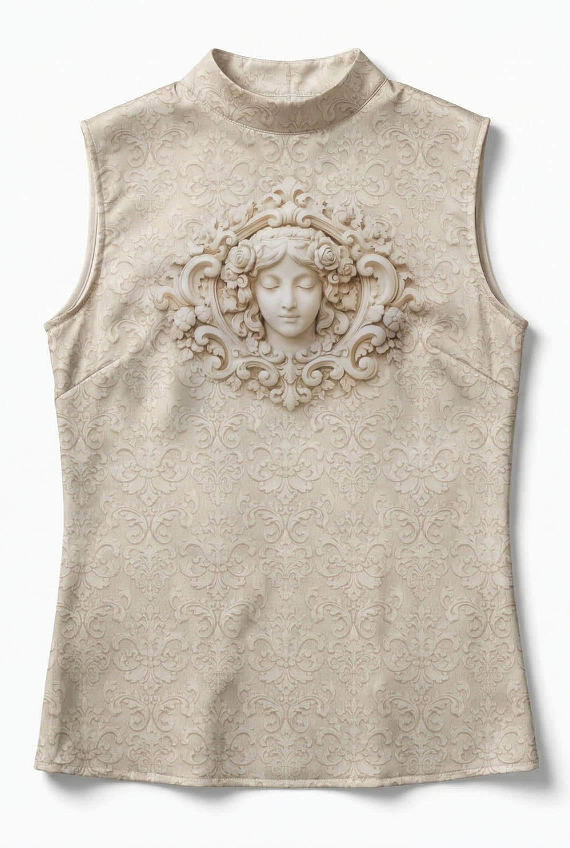 High Neck Top in Beige