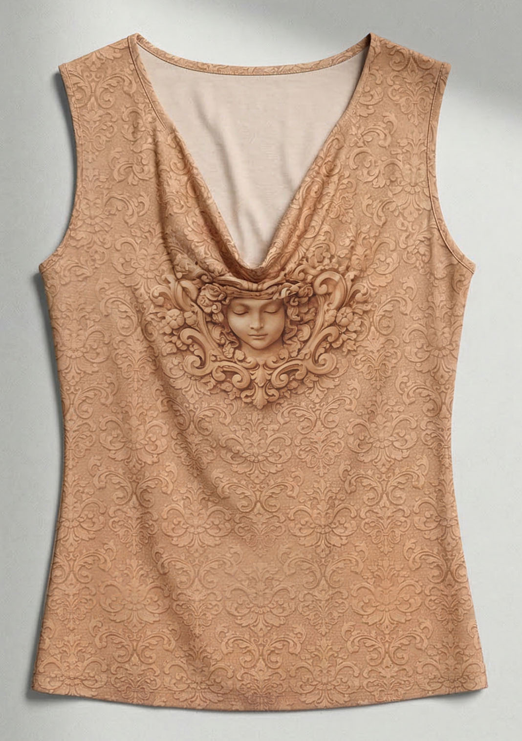 Brown Drape Neck Top