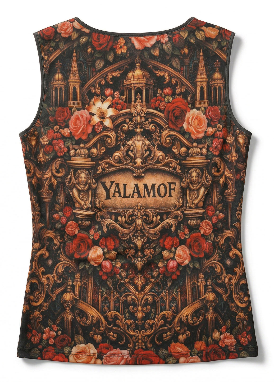 Drape Neck Top with Venetian Motifs