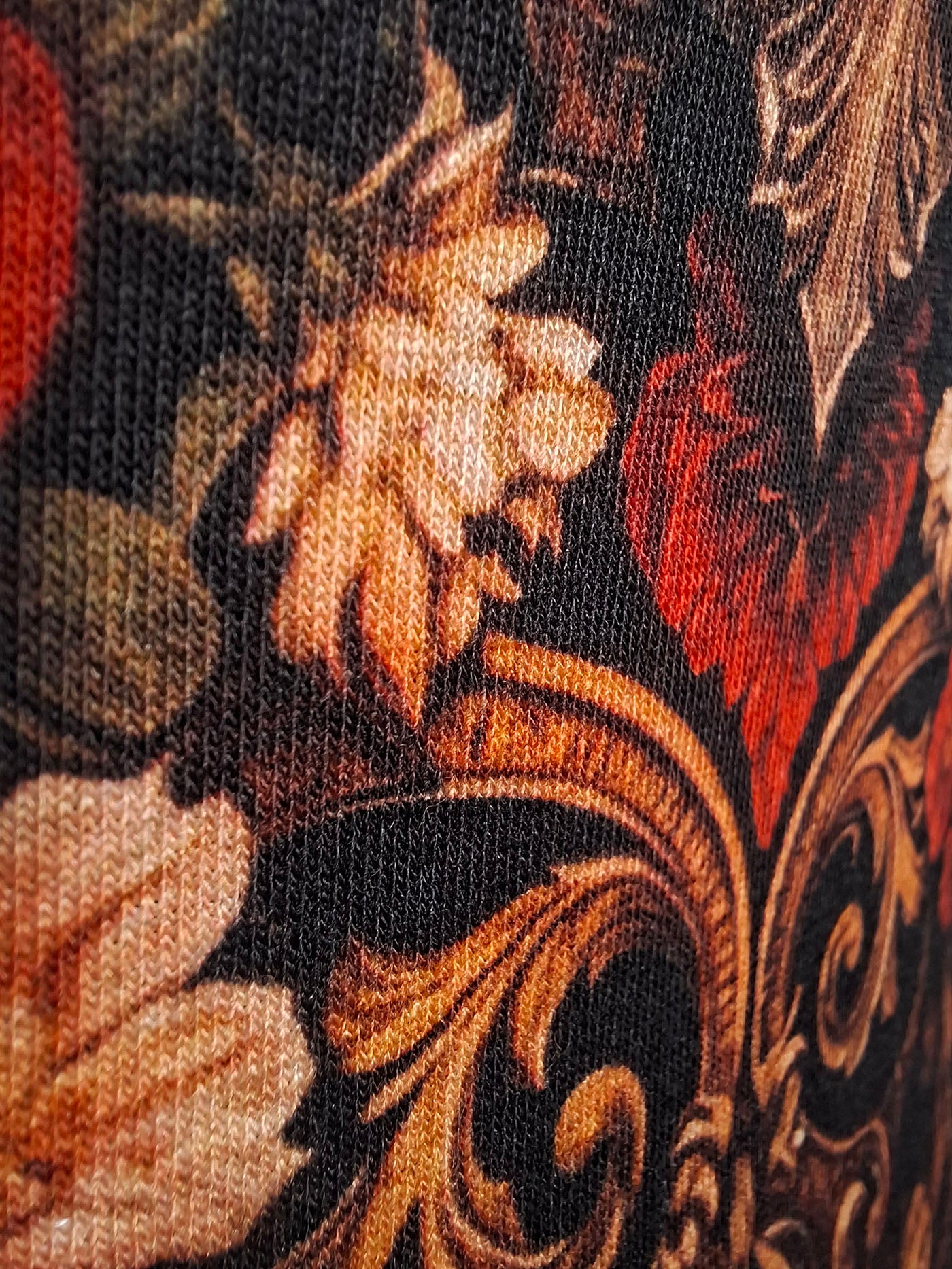 Drape Neck Top with Venetian Motifs
