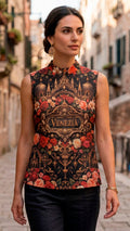 Linen Top with Venetian Motifs