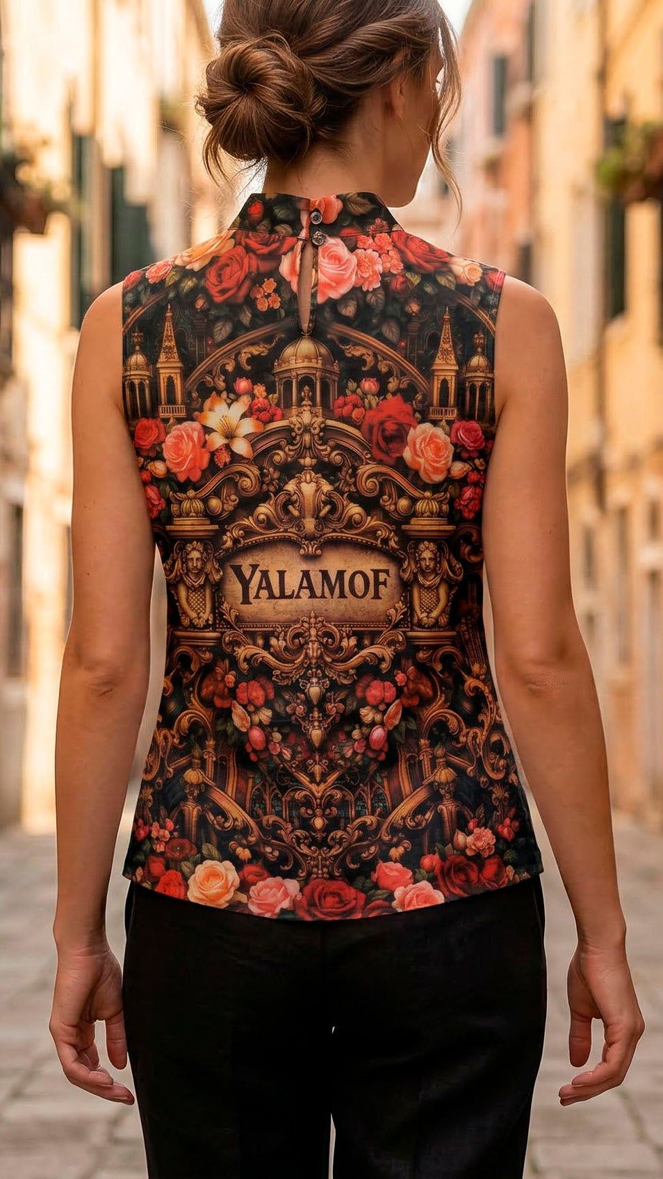 Linen Top with Venetian Motifs