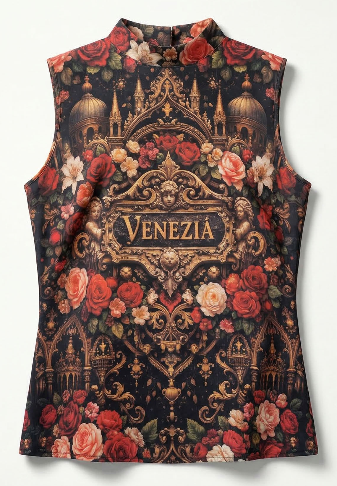 Linen Top with Venetian Motifs