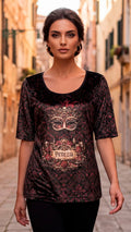 Blouse Ice Velvet in Cherry