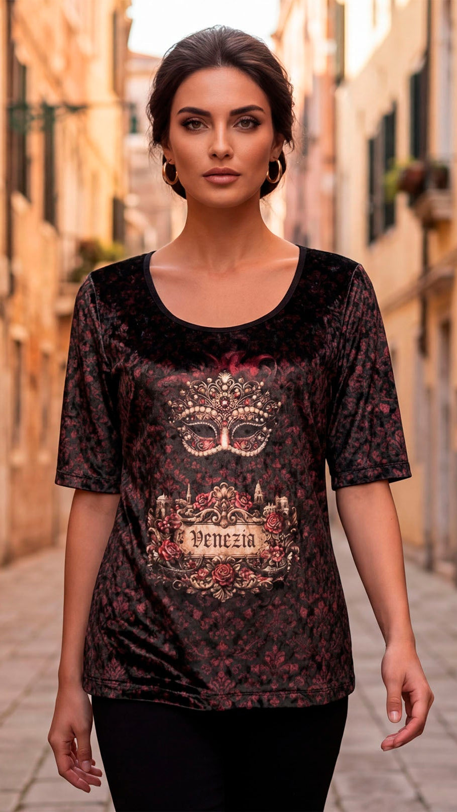 Blouse Ice Velvet in Cherry