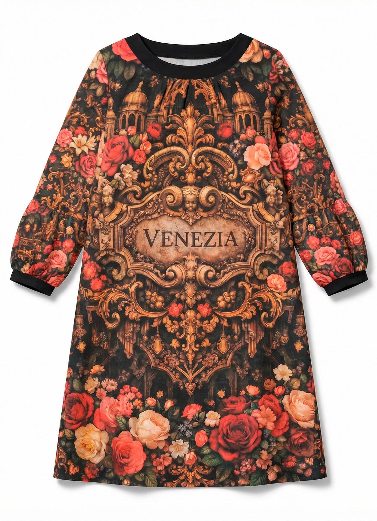 Linen Dress with Venetian Motifs