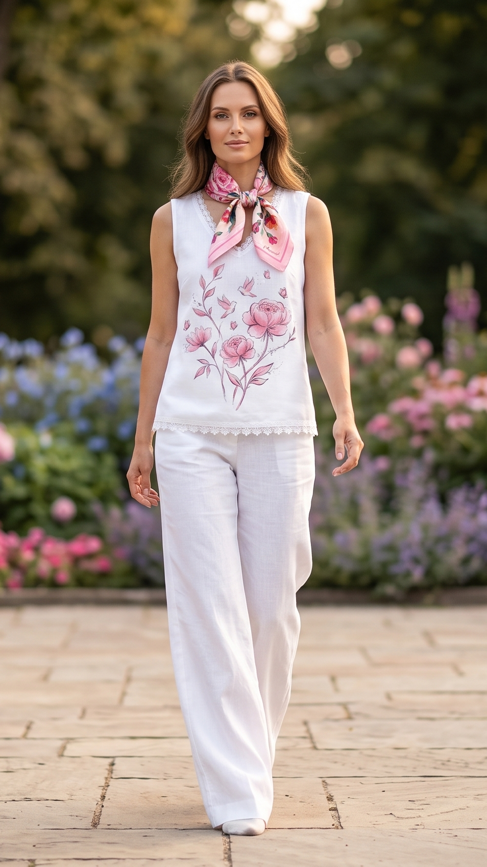 Копринен Шал Vita Blush Garden 70x70