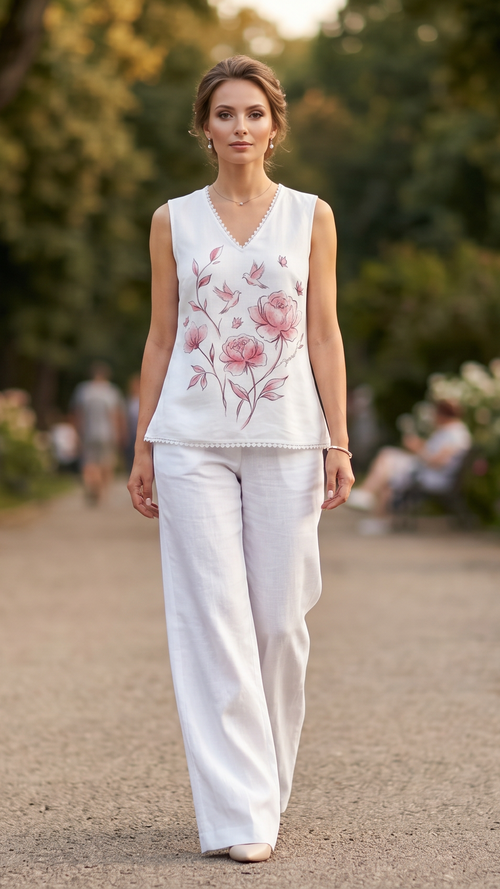 Ленен Топ с Финна Дантела Vita Peony