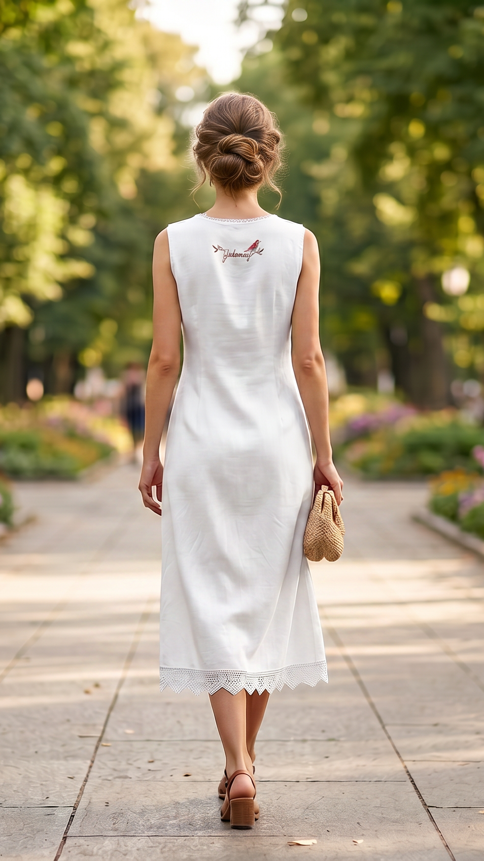 Linen Dress with Fine Lace Vita Blossom