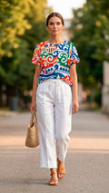 Mosaiko Colorful Short Sleeve Blouse