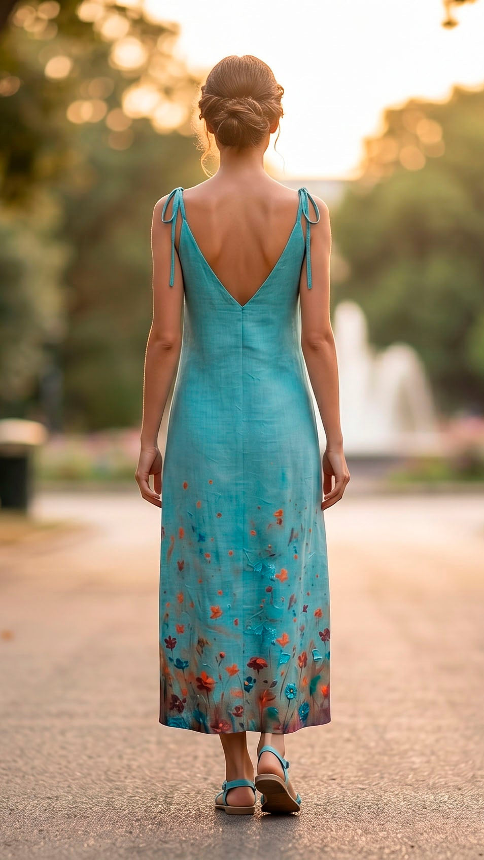 Incanto Summer Linen Maxi Dress with Impasto Print
