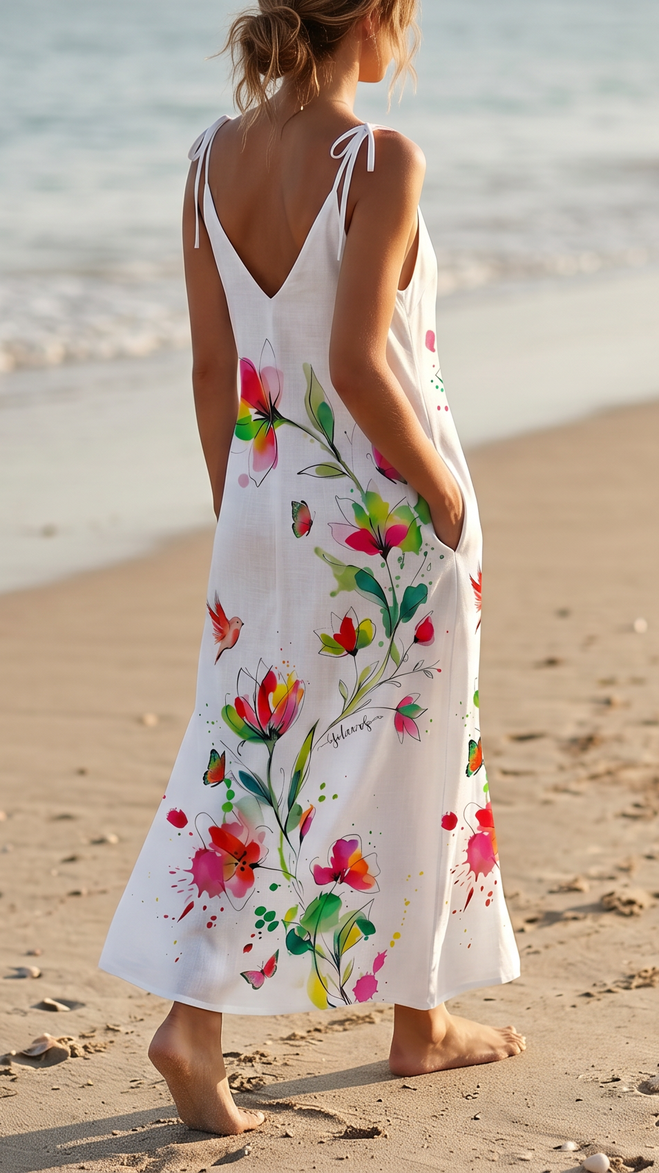 Summer Linen Maxi Dress Vita Floral