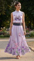 Elegant Long Skirt Violet Bloom