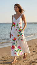 Summer Linen Maxi Dress Vita Floral