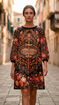 Linen Dress with Venetian Motifs