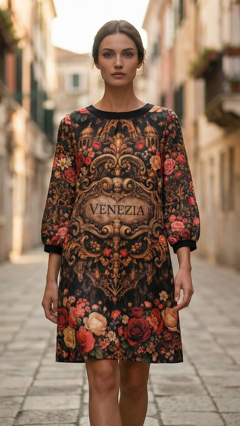 Linen Dress with Venetian Motifs