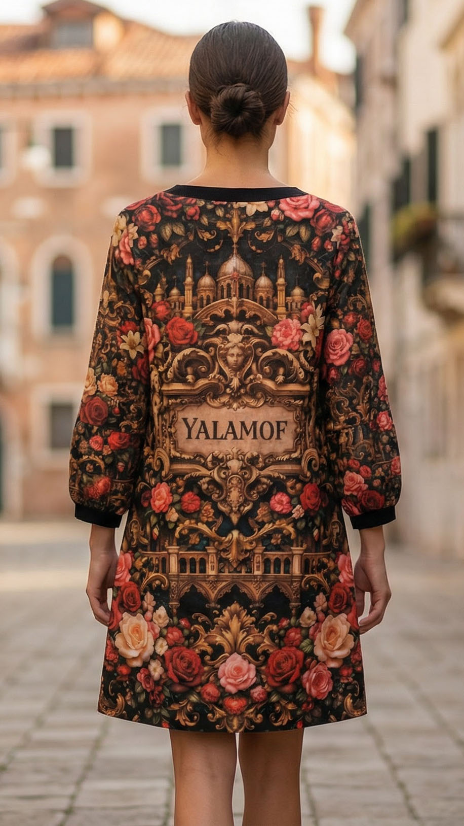 Linen Dress with Venetian Motifs