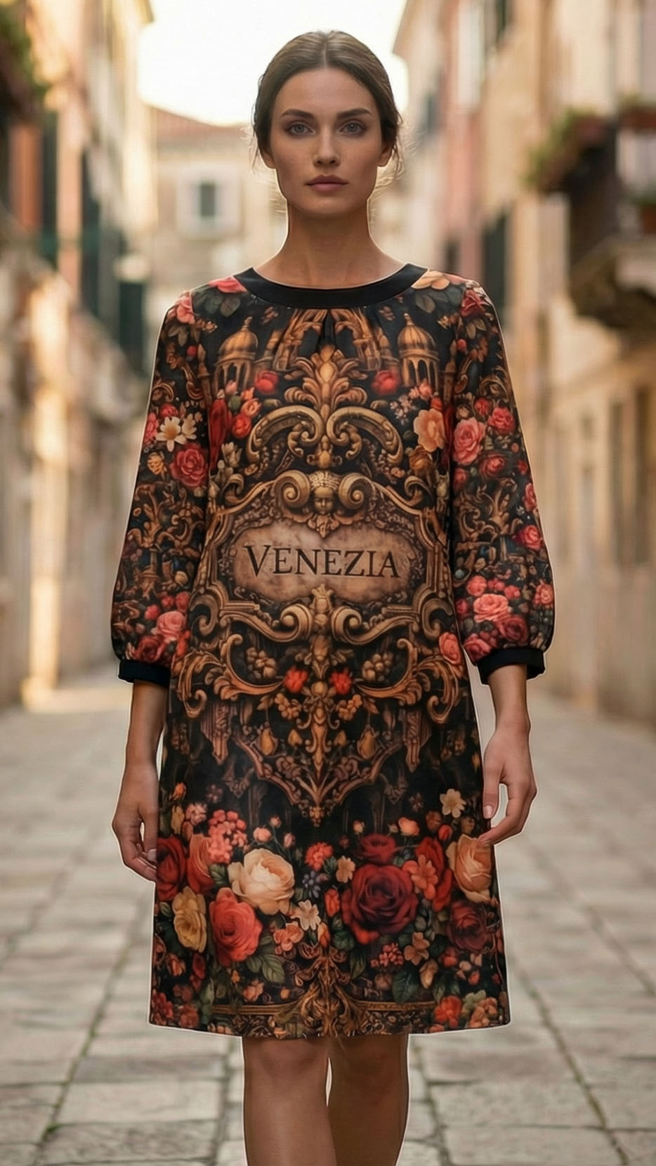 Linen Dress with Venetian Motifs