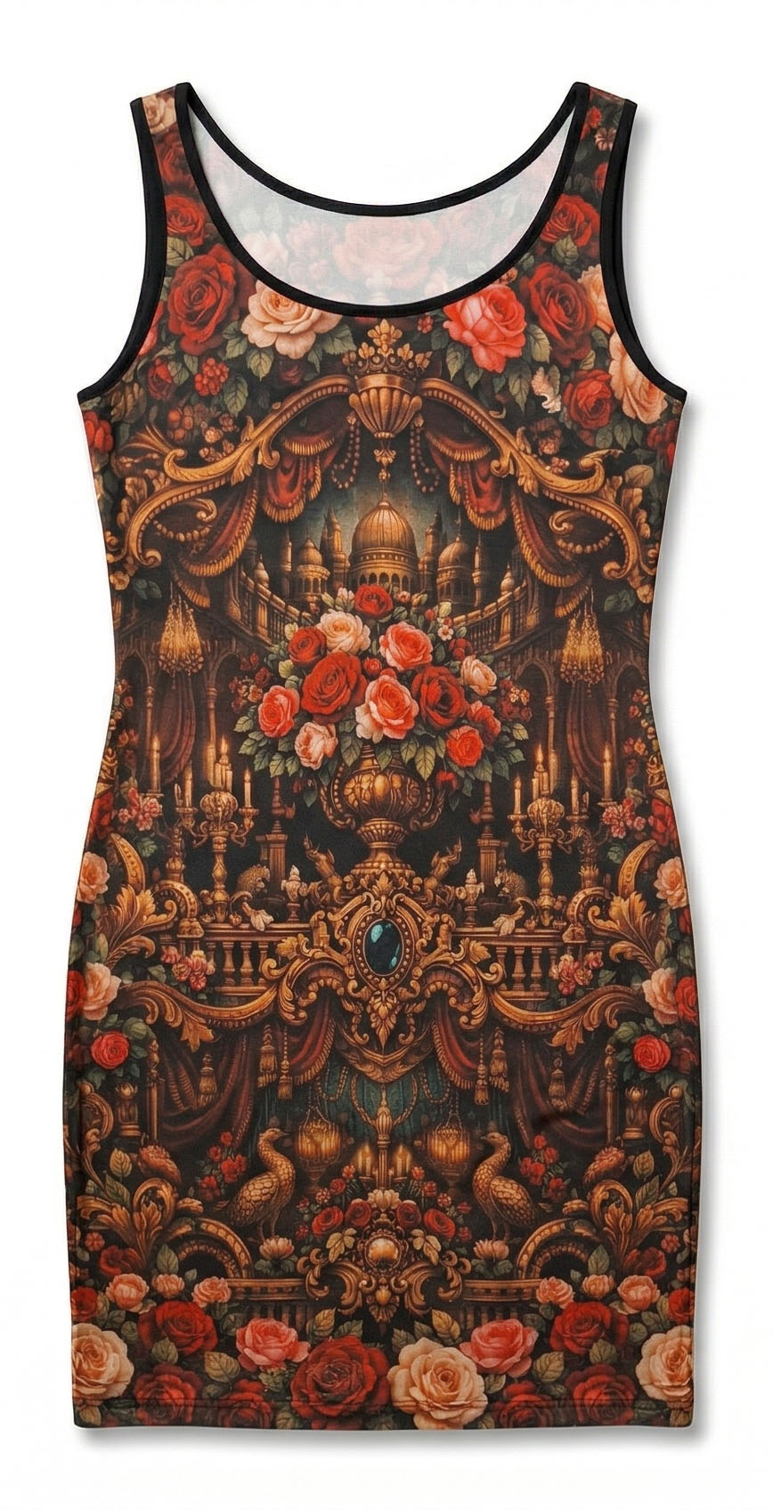 Sleeveless Dress with Venetian Motifs