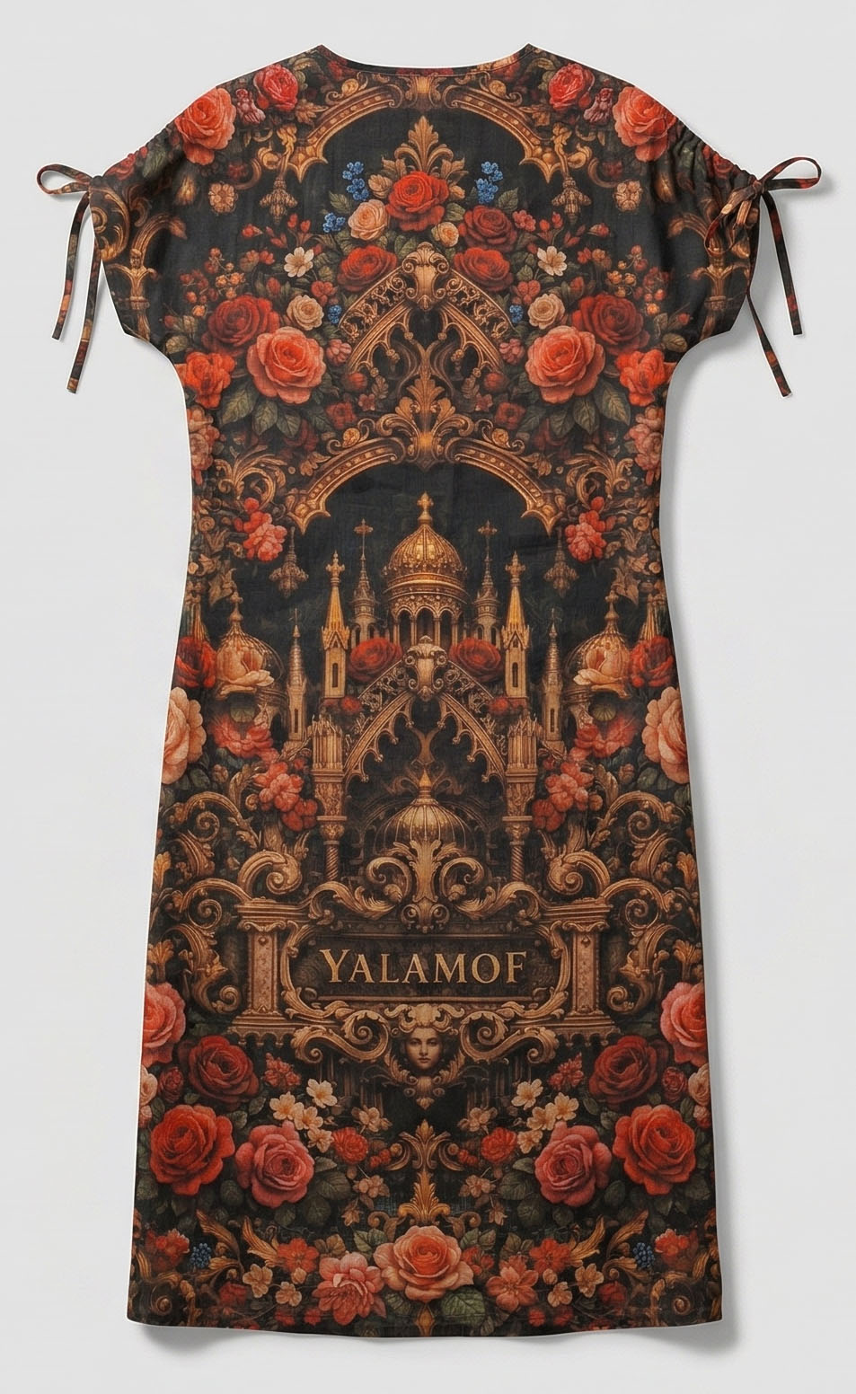 Linen Maxi Dress with Venetian Motifs