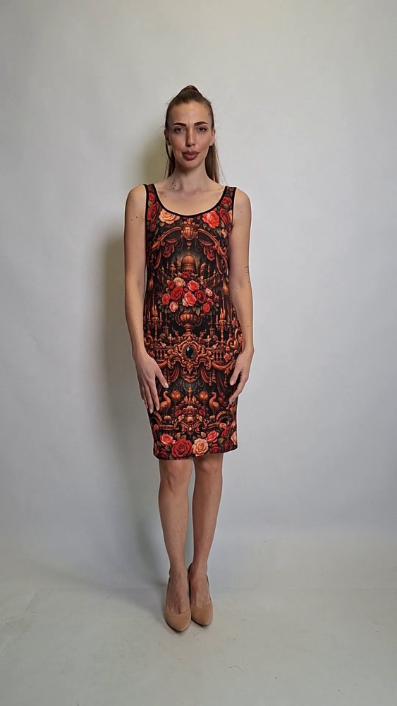 Sleeveless Dress with Venetian Motifs