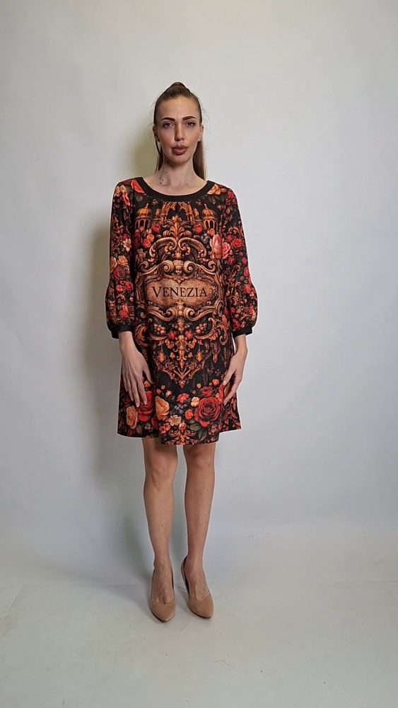 Linen Dress with Venetian Motifs