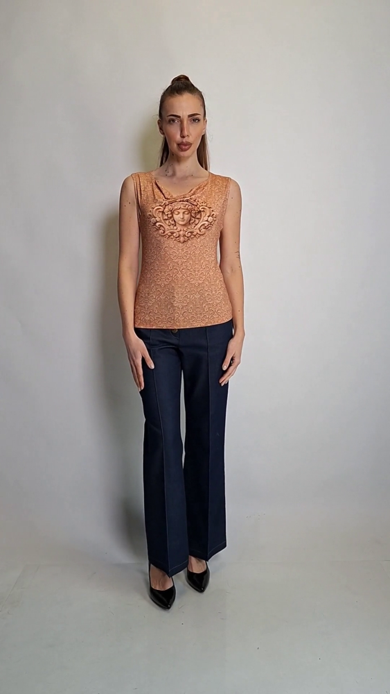 Brown Drape Neck Top