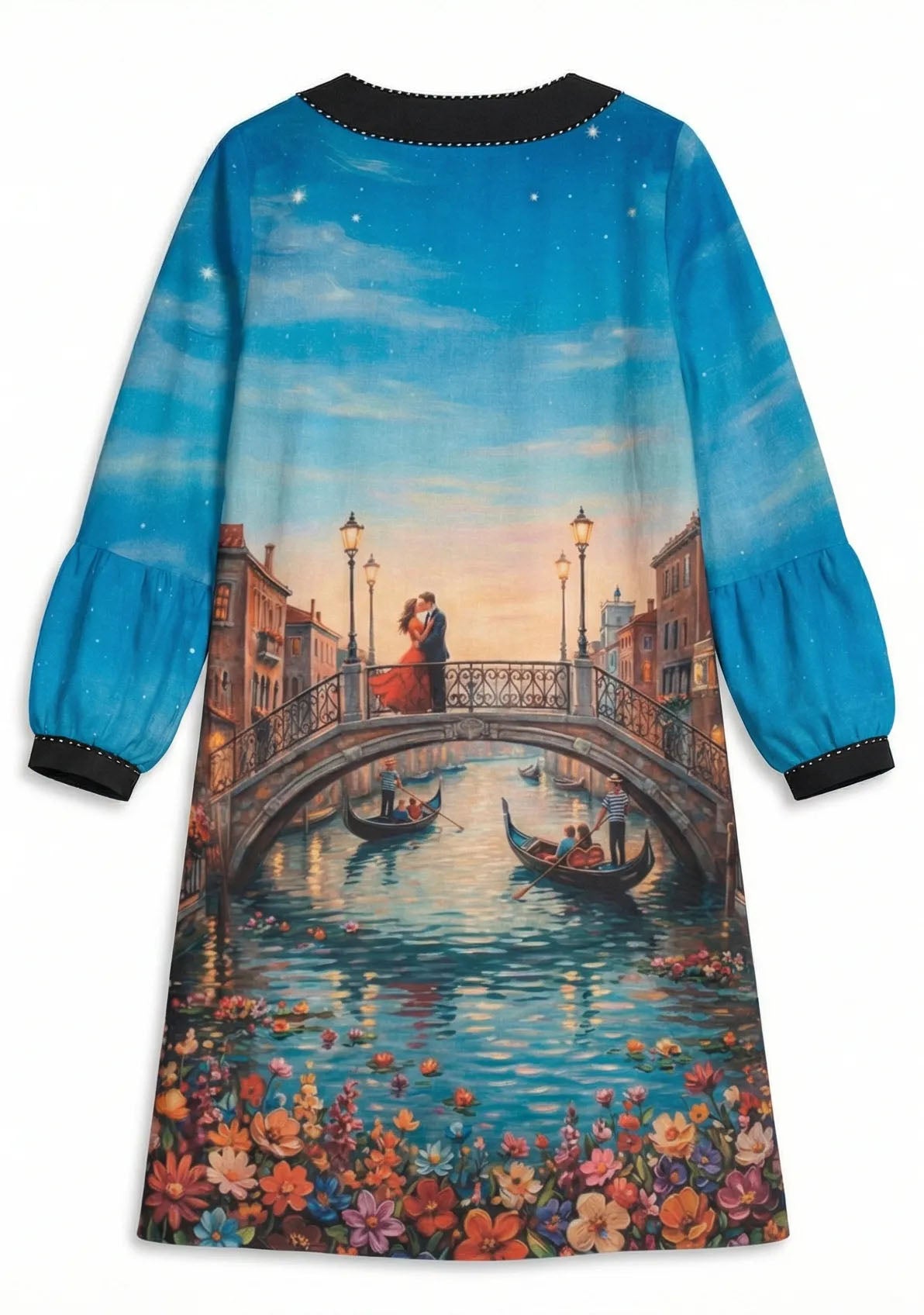 Linen Dress with Artistic Painting