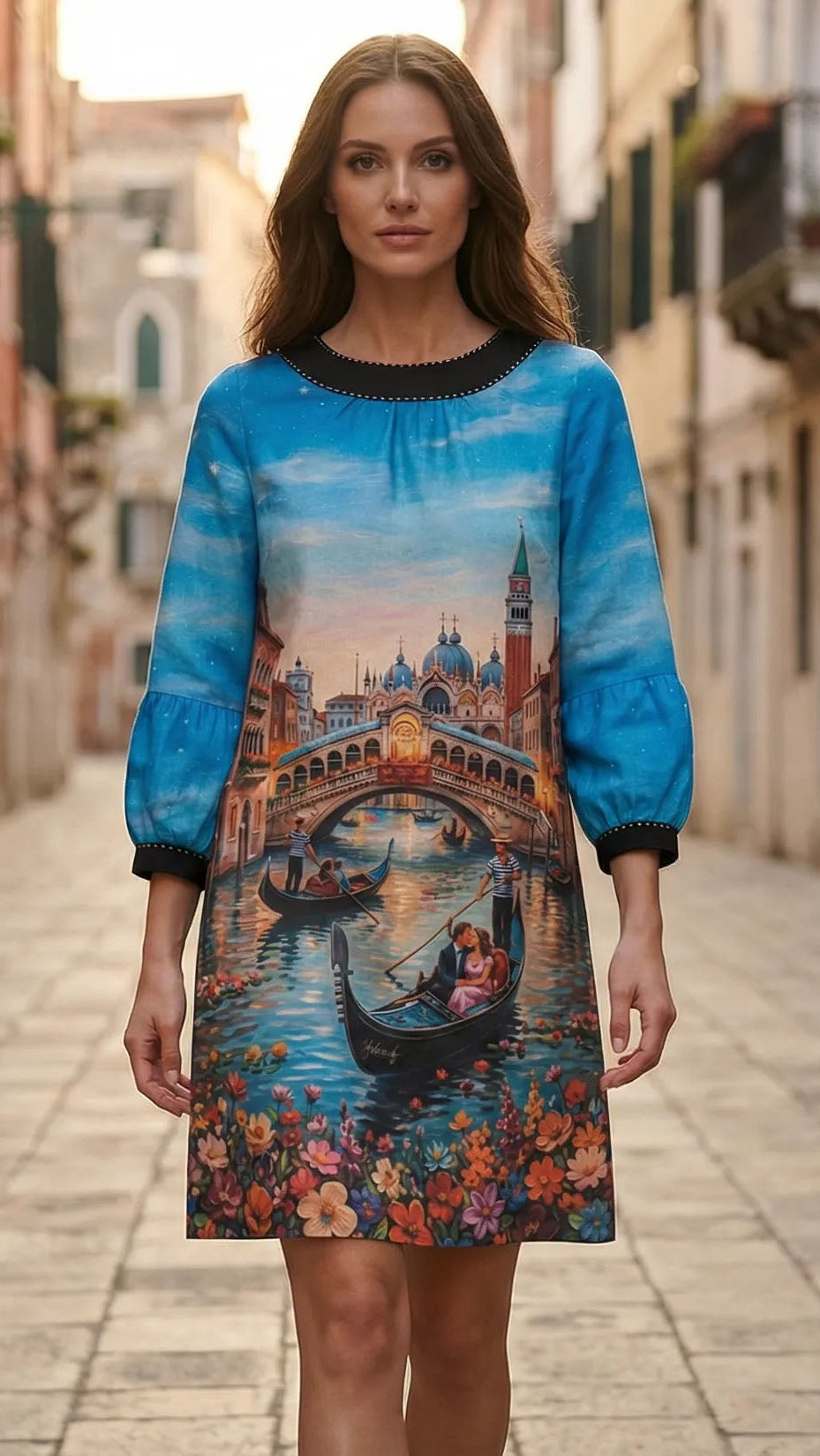 Linen Dress with Artistic Painting