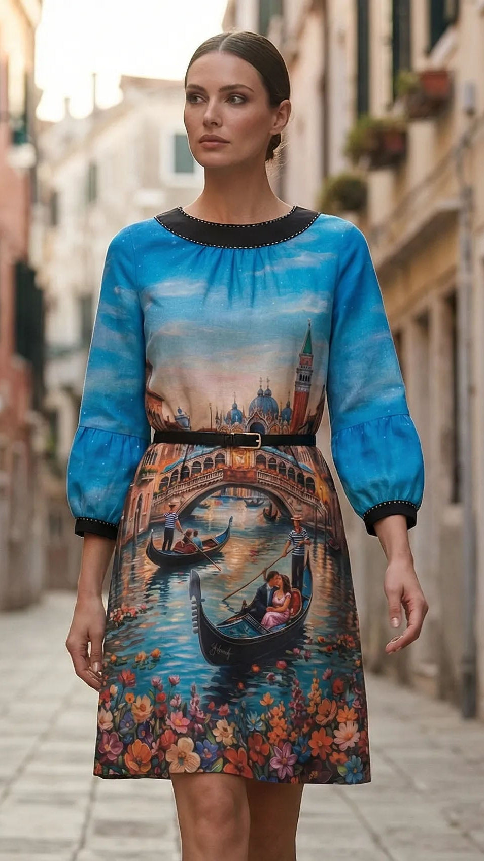 Linen Dress with Artistic Painting