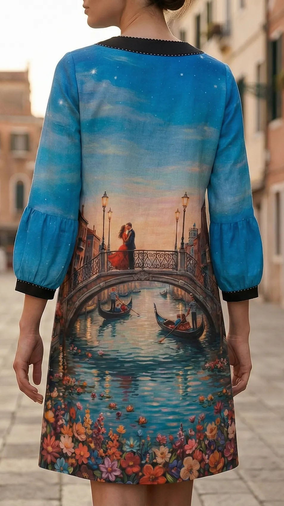 Linen Dress with Artistic Painting