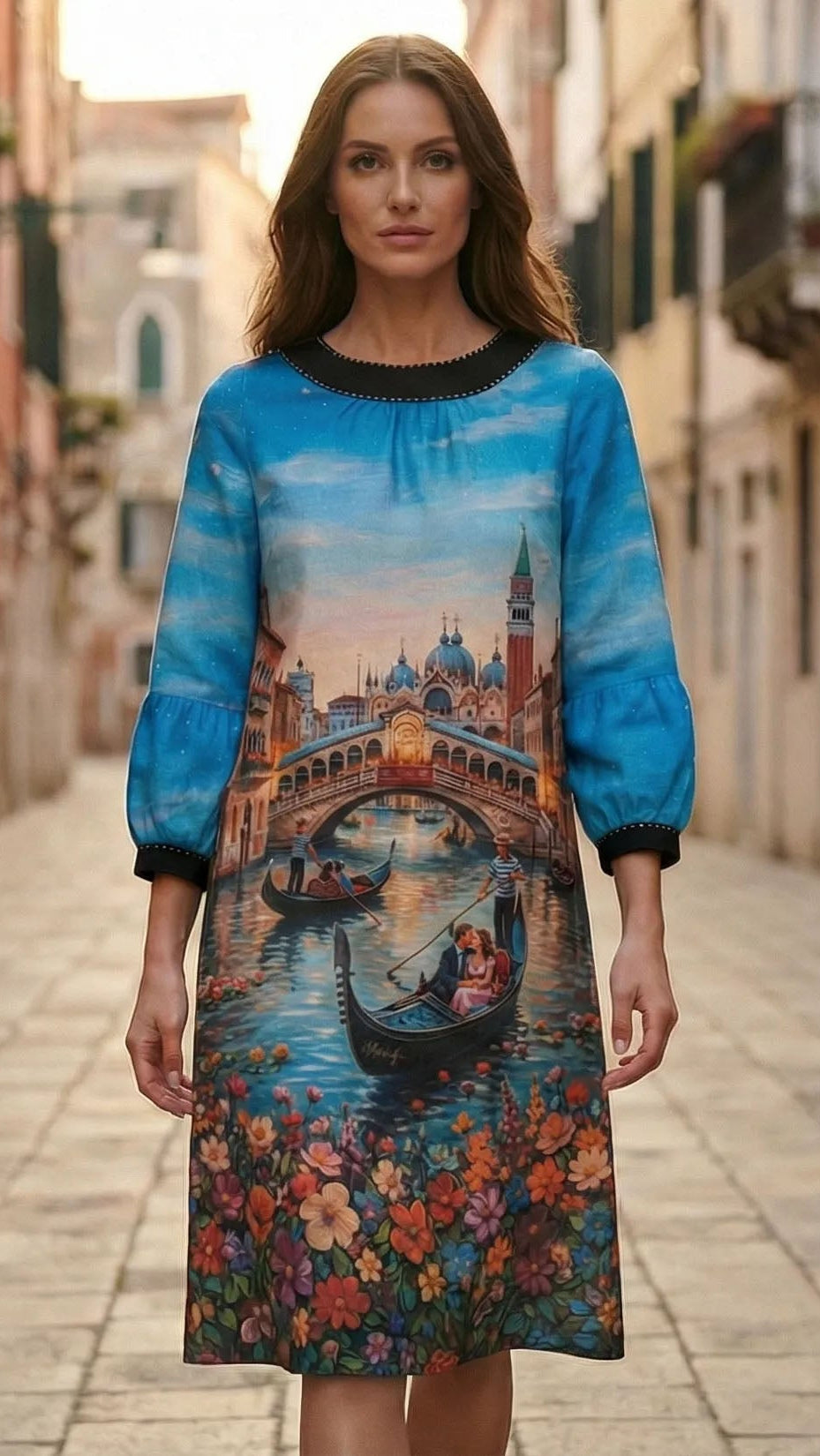 Linen Dress with Artistic Painting